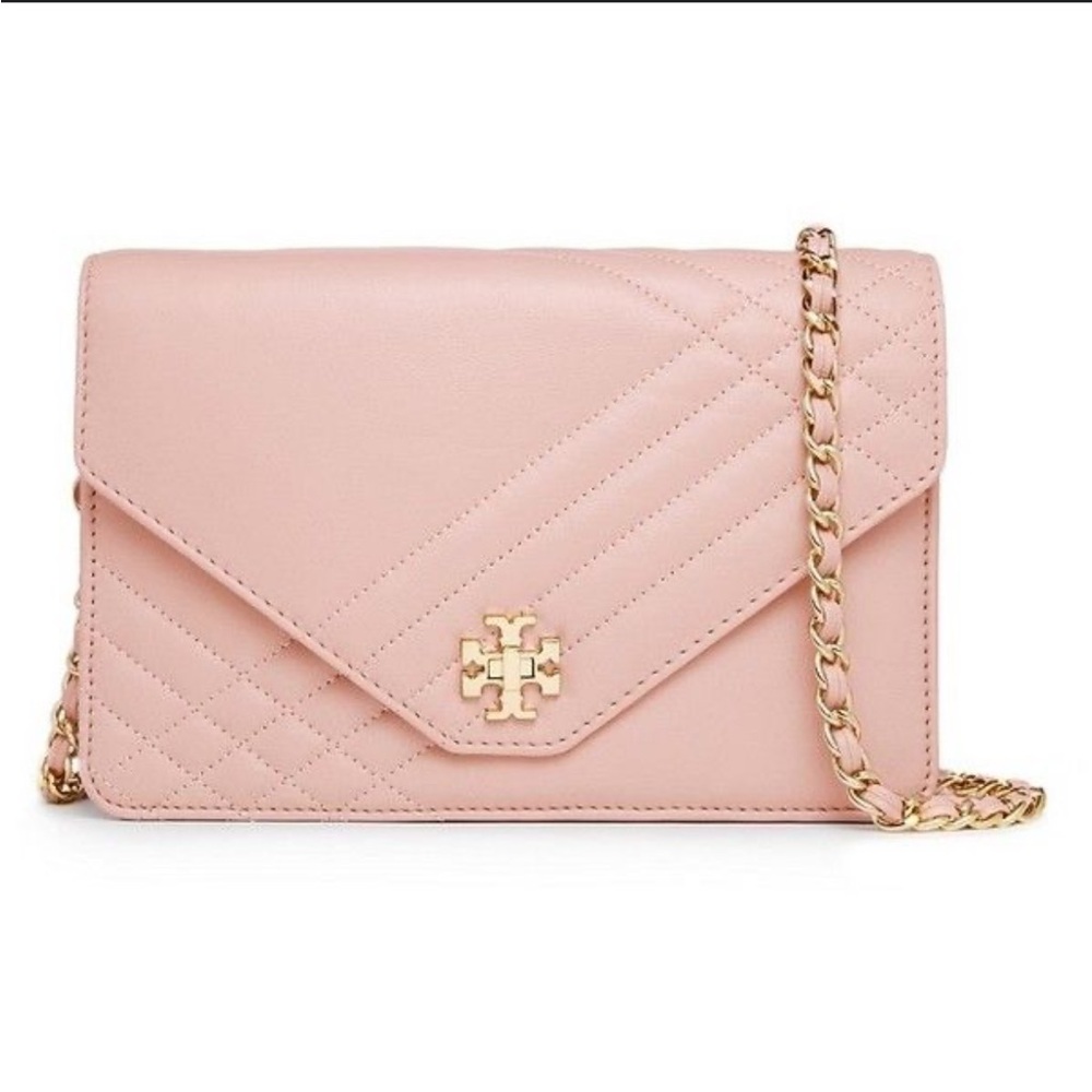 Tory Burch leather crossbody bag light pink with gold details